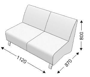 Диванная секция двойная без подлокотников Диванная секция двойная без подлокотников
