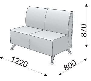 Диванная секция двойная без подлокотников Диванная секция двойная без подлокотников