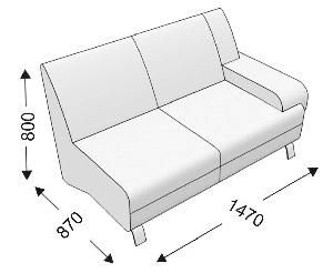Диванная секция двойная с 1 подлокотником (левым) Диванная секция двойная с 1 подлокотником (левым)
