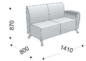 Диванная секция двойная с 1 подлокотником левым Диванная секция двойная с 1 подлокотником левым