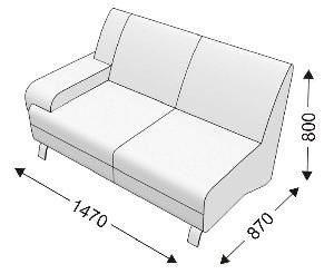 Диванная секция двойная с 1 подлокотником (правым) Диванная секция двойная с 1 подлокотником (правым)
