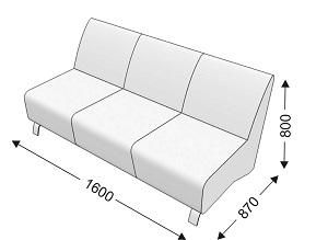 Диванная секция тройная без подлокотников Диванная секция тройная без подлокотников