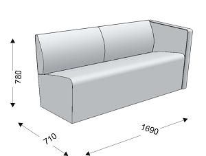 Диванная секция тройная с 1 подлокотником левым Диванная секция тройная с 1 подлокотником левым