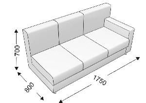 Диванная секция тройная с 1 подлокотником (левым) Диванная секция тройная с 1 подлокотником (левым)