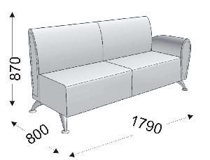 Диванная секция тройная с 1 подлокотником левым Диванная секция тройная с 1 подлокотником левым