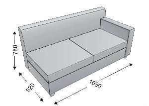 Диванная секция тройная с 1 подлокотником левым Диванная секция тройная с 1 подлокотником левым