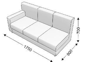 Диванная секция тройная с 1 подлокотником (правым) Диванная секция тройная с 1 подлокотником (правым)
