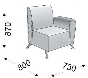 Кресельная секция с 1 подлокотником левым Кресельная секция с 1 подлокотником левым