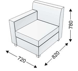 Кресельная секция с 1 подлокотником правым Кресельная секция с 1 подлокотником правым
