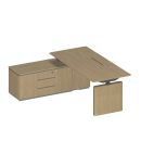 Стол руководителя на электроприводе на опорной тумбе левый, без экрана ИН 132 ГР