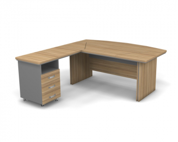 Стол руководителя угловой с тумбой, левый 7#75535