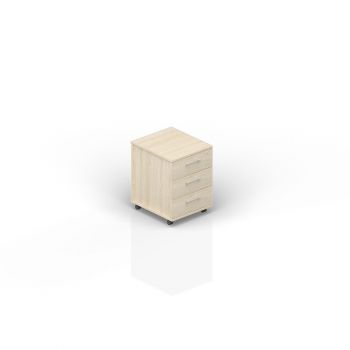 Тумба мобильная (3 ящика, стандартные колёсные опоры, ручки - алюминий) OMP3B