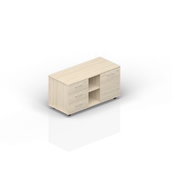 Тумба мобильная сервисная (3 секции, стандартные колёсные опоры, ручки - алюминий)