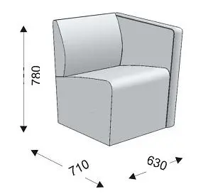 Кресельная секция с 1 подлокотником левым ITON. Фото 1