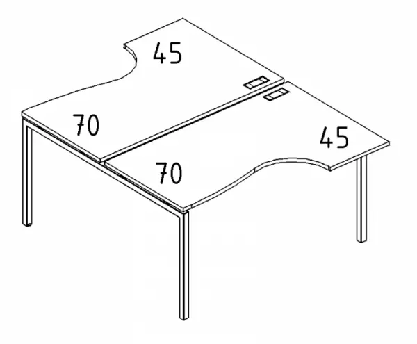 Рабочая станция со столами эргономичными Классика на металлокаркасе DUE (2х120) А4 Б2 183 БП. Фото 1