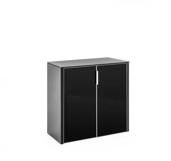 Шкаф низкий 132H051 1E1E_Чсрное стекло. Фото 1