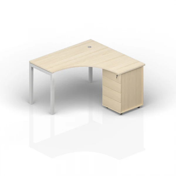 Стол правый на опорной тумбе (4 ящика, 1 громмет) PEG1414. Фото 1