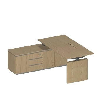 Стол руководителя на электроприводе на опорной тумбе левый, без экрана ИН 134 ГР. Фото 1