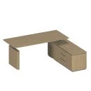 Стол руководителя на электроприводе на опорной тумбе правый, без экрана ИН 135 ГР. Фото 1